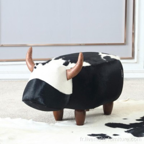 Tabouret de pied de peau de vachette d&#39;animaux mignon design